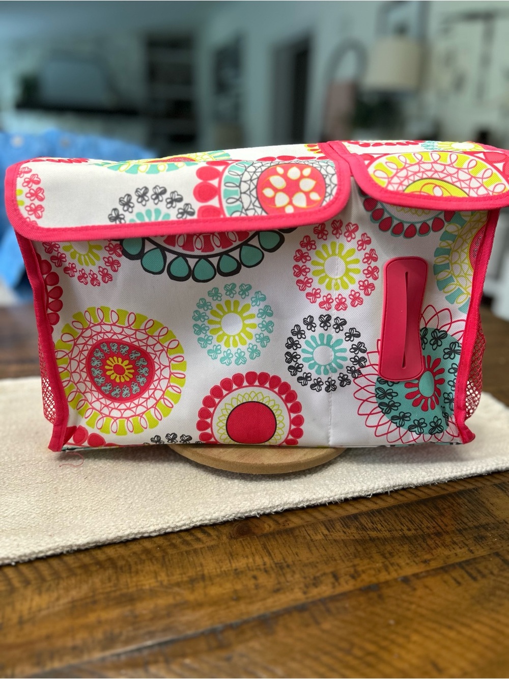 thirty-one Kids Floral diaper/wipe caddy - Pink, Teal & Yellow